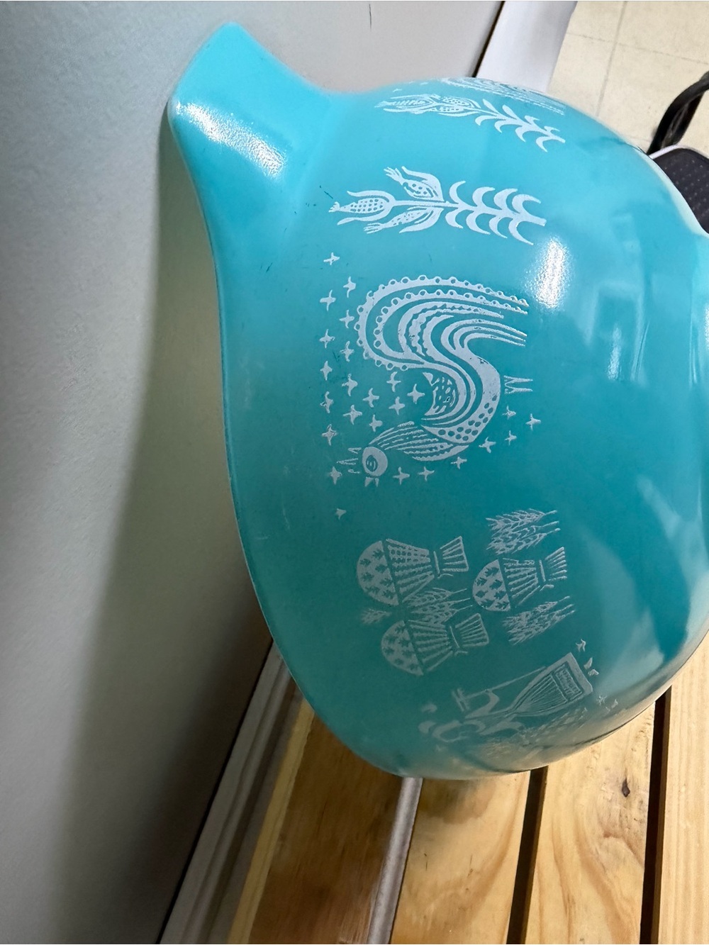 Vtg Pyrex Amish Butterprint Turquoise Aqua Cinderella X-
Large Nesting Bowl 444